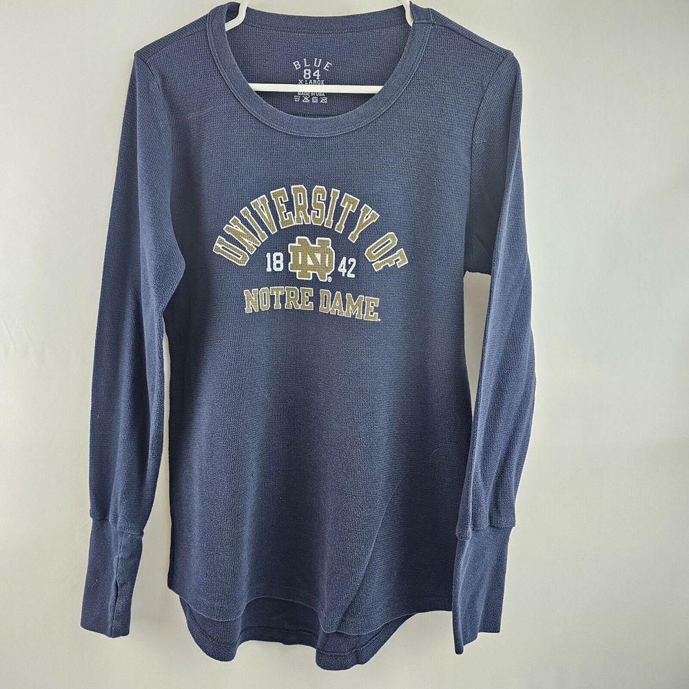 ❤️University of Notre Dame Irish Men's T-Shirt Navy XL, Long Sleeve